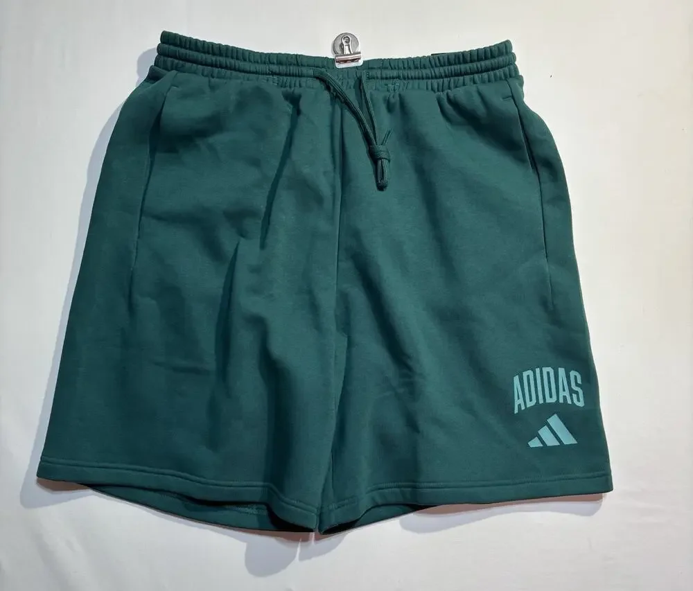 Adidas Shorts Men’s LT Large Tall Green Fleece Athletic Drawstring NWT
